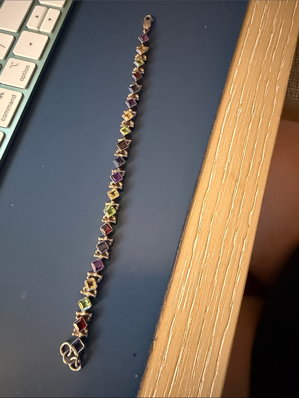 Multicolor Sterling Silver Gemstone Tennis Bracelet - Women Jewelry